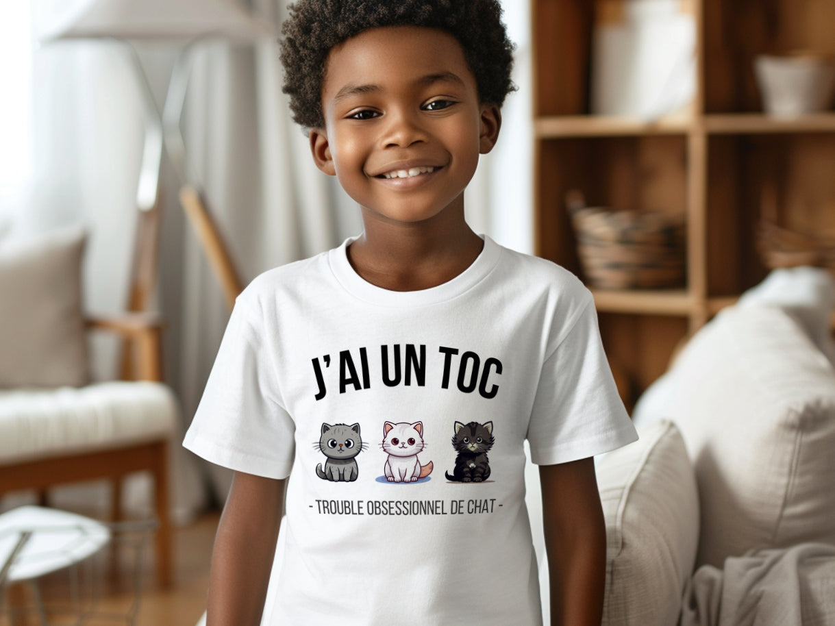 T shirt enfant J ai un TOC Trouble obsessionnel de chat