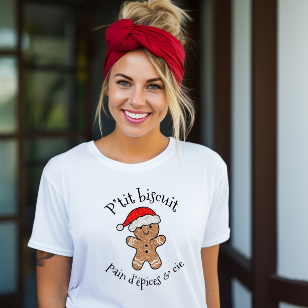 T-shirt Noël Santa & Biscuits – Coton Léger Gildan – Homme – Neuf Sans étiquette