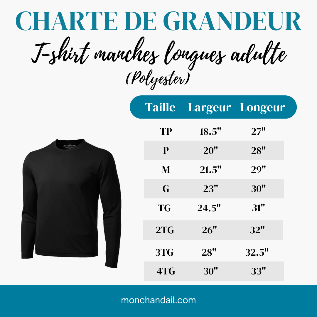 Chandail à manches longues pour adulte 100% polyester - Grizzly (Cœur)