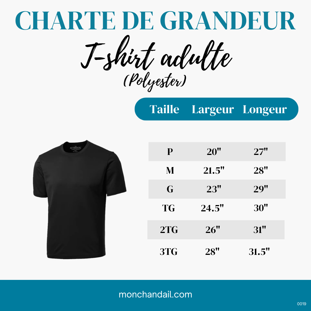 Chandail à manches courtes pour adulte 100% polyester - Grizzly (Cœur)