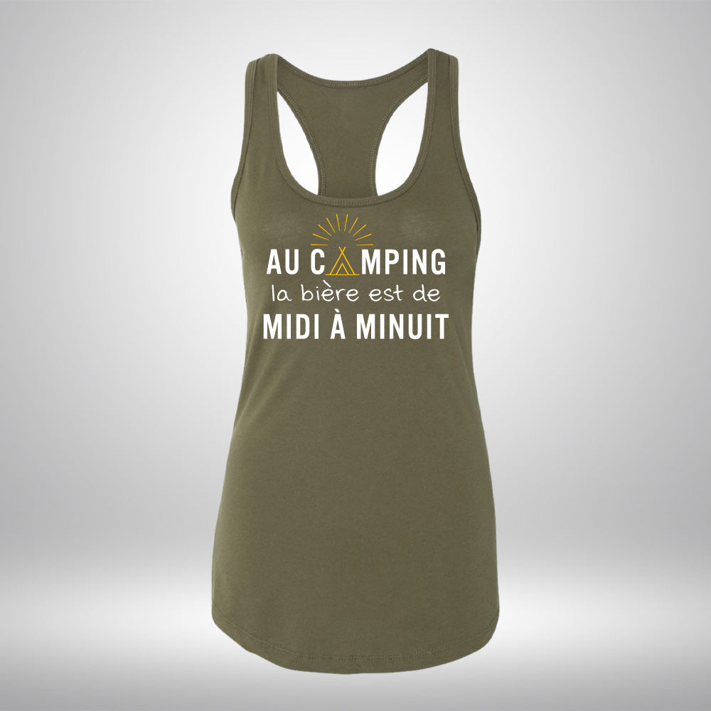 Camisole - Au camping la bière est de midi à minuit