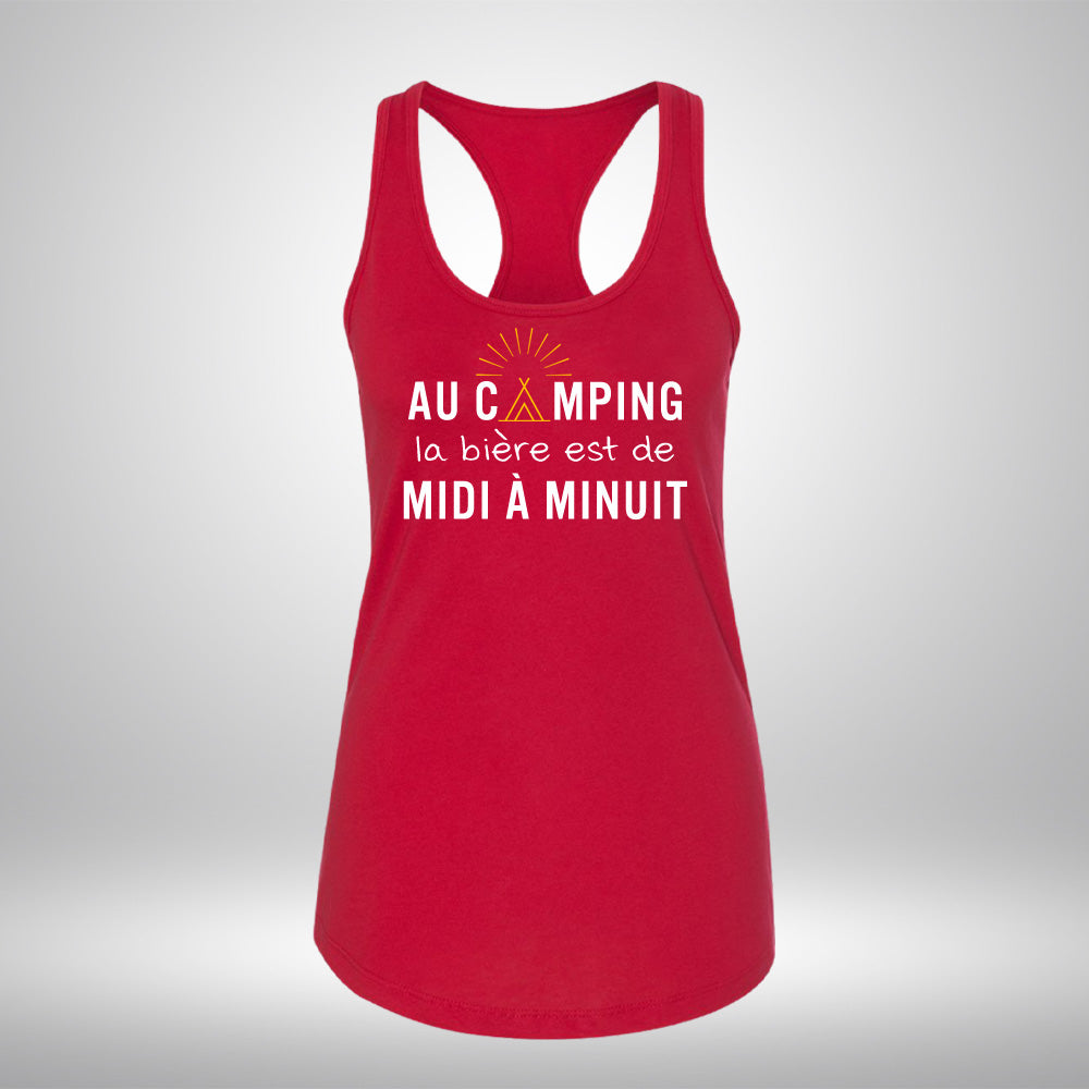 Camisole - Au camping la bière est de midi à minuit