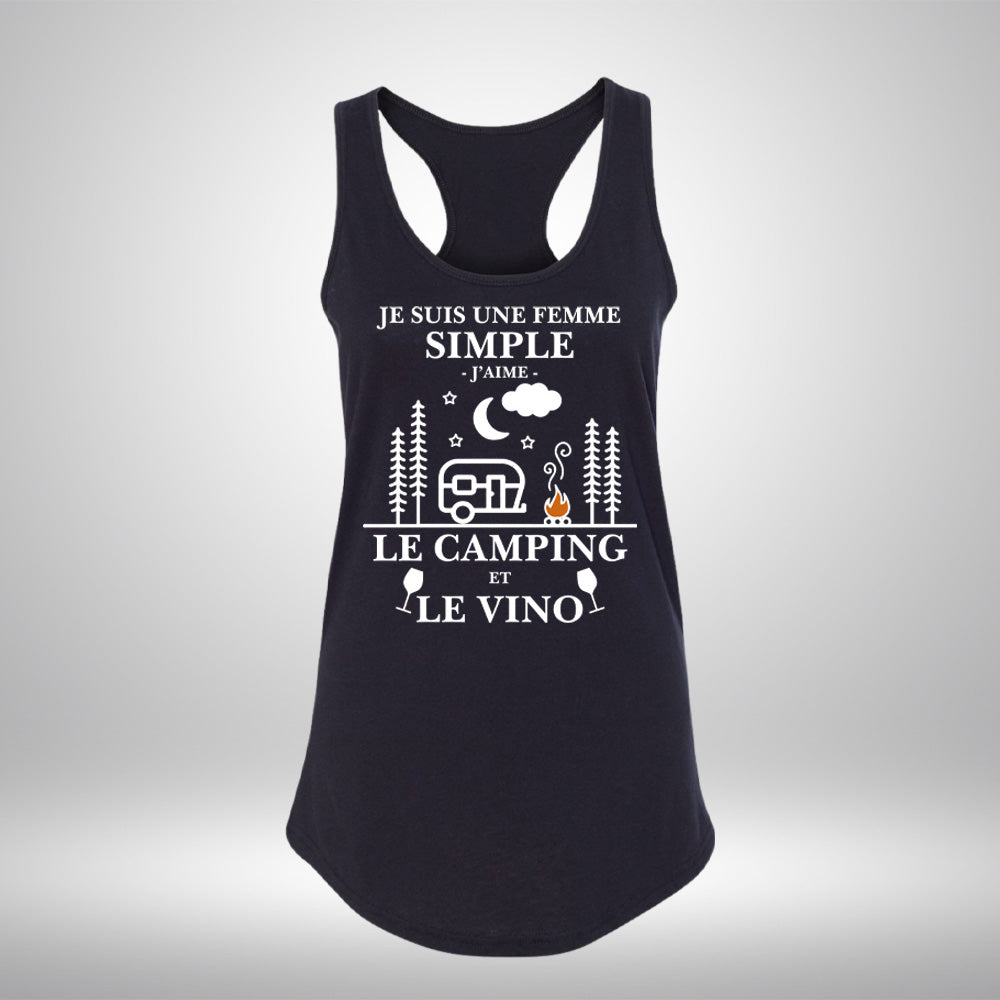 Camisole - Je suis une femme simple, j'aime le camping et le vino