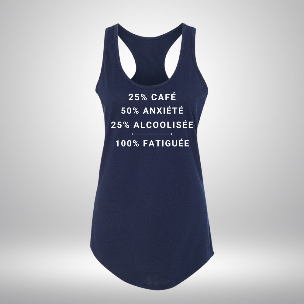 Camisole - 25% café, 50% anxiété, 25% alcoolisée, 100% fatiguée