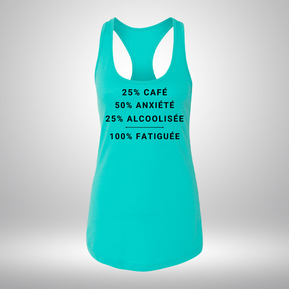 Camisole - 25% café, 50% anxiété, 25% alcoolisée, 100% fatiguée