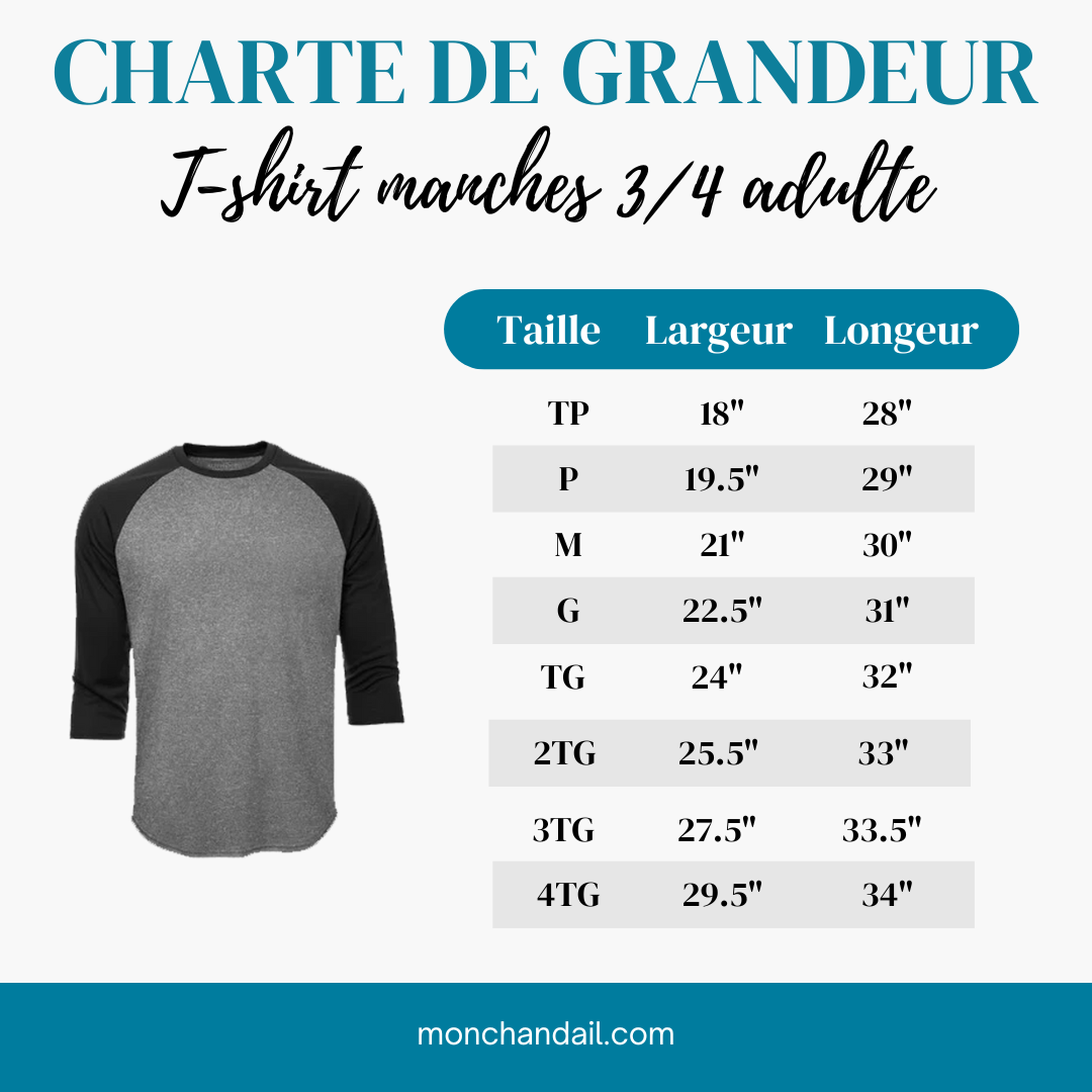 Chandail à manches 3/4 adulte 100% polyester - Condors -