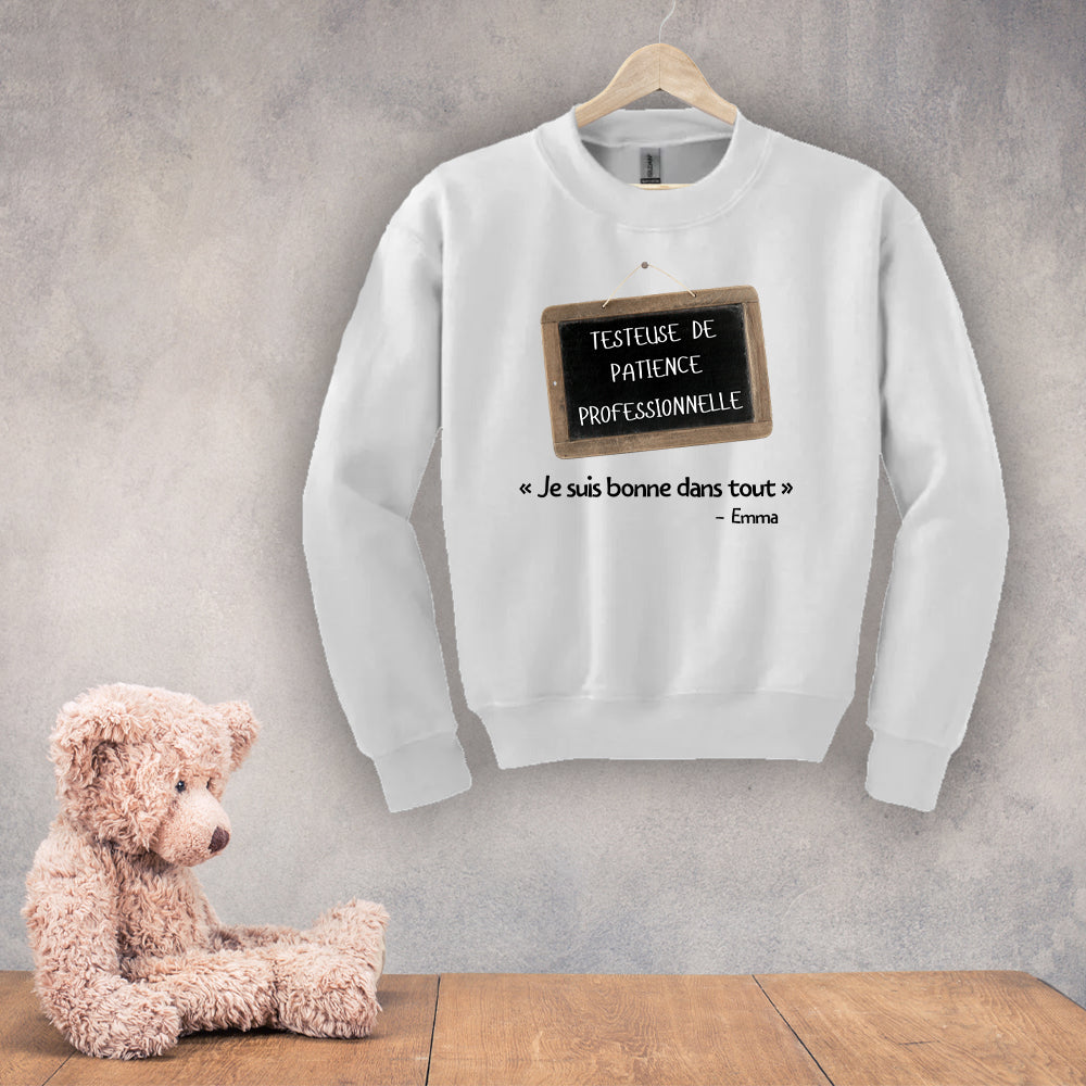 Crewneck enfant - Testeur de patience professionnel - À personnaliser