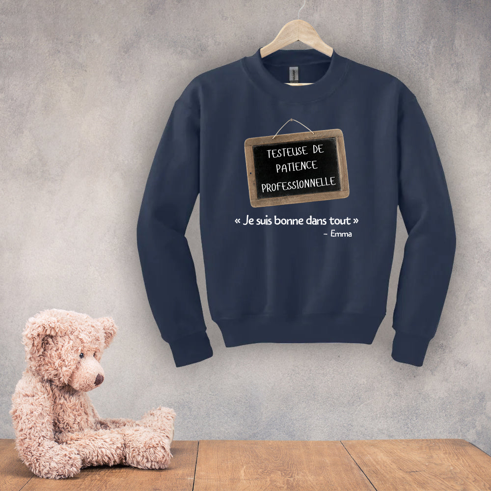 Crewneck enfant - Testeur de patience professionnel - À personnaliser