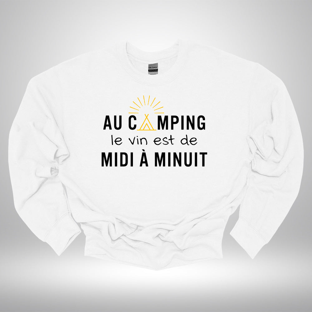 Crewneck - Au camping le vin est de midi à minuit