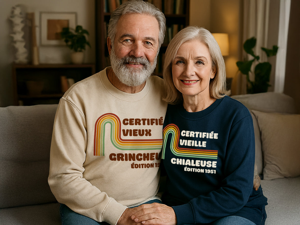 Crewneck - Certifié vieux grincheux / Certifié vieux chialeux - À personnaliser
