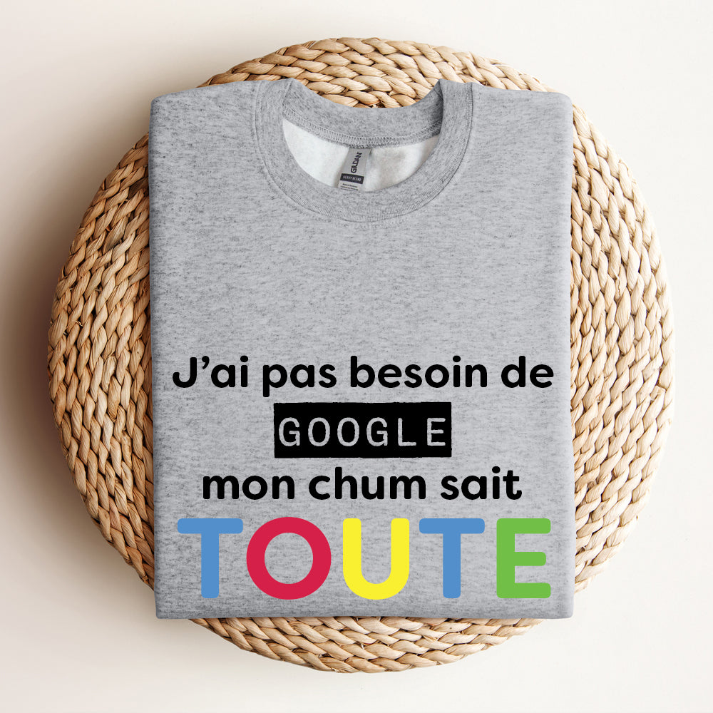 Crewneck - J'ai pas besoin de google - À personnaliser