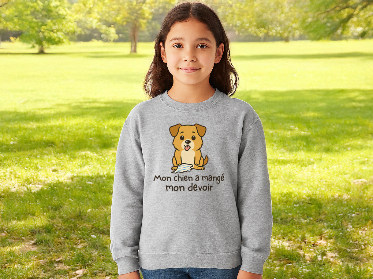 Crewneck enfant - Mon chien a mangé mon devoir