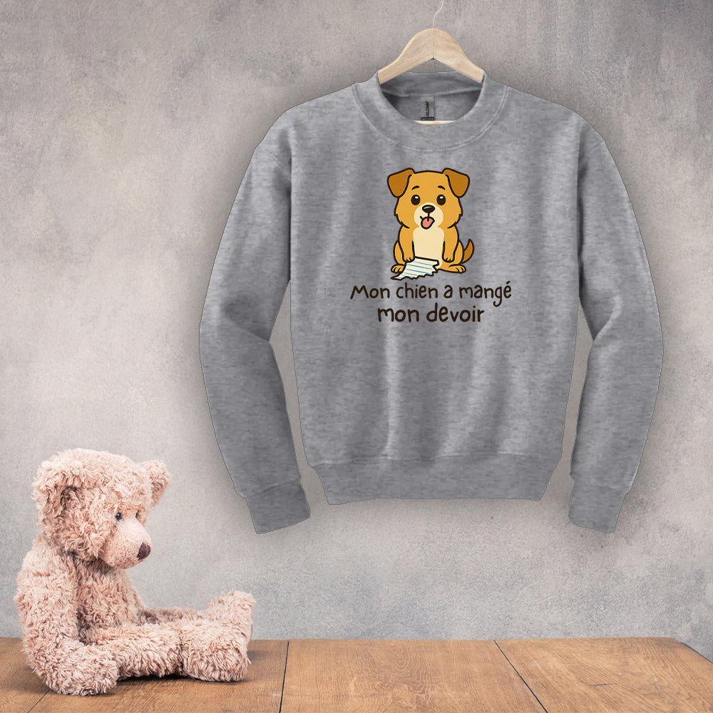 Crewneck enfant - Mon chien a mangé mon devoir