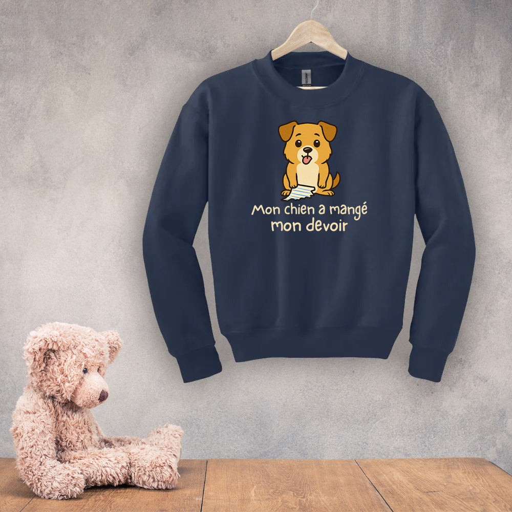 Crewneck enfant - Mon chien a mangé mon devoir