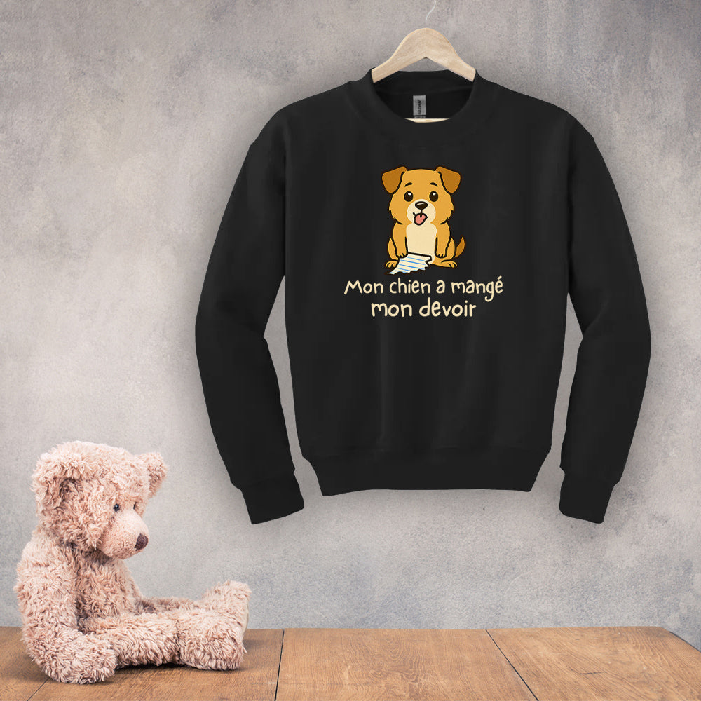 Crewneck enfant - Mon chien a mangé mon devoir