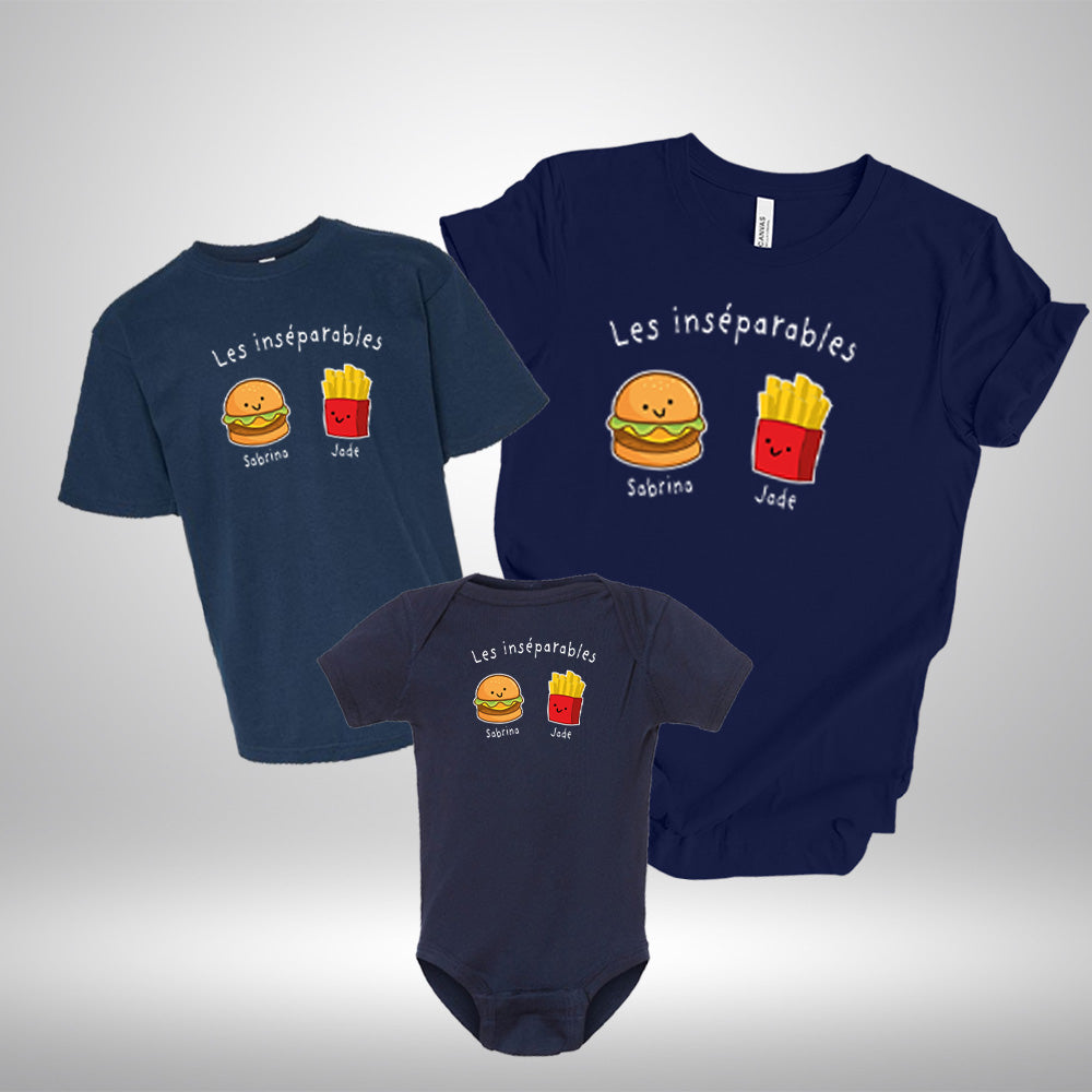 T-Shirt - COMBO Les inséparables (Hamburger et frites) - À personnaliser