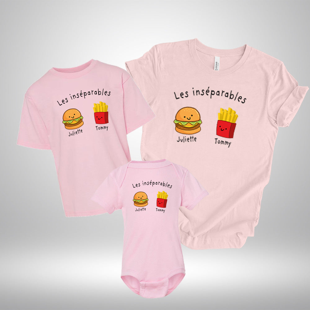 T-Shirt - COMBO Les inséparables (Hamburger et frites) - À personnaliser