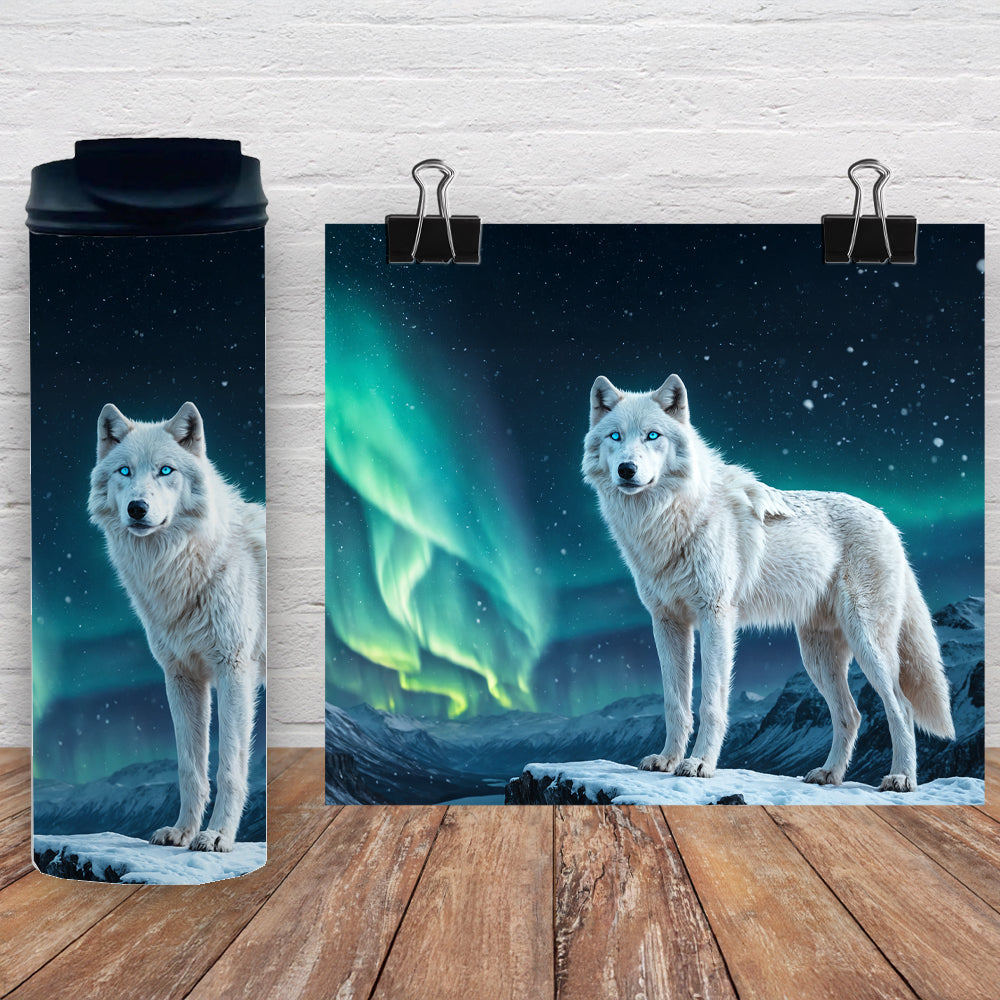 Gobelet en acier inoxydable - Le loup blanc