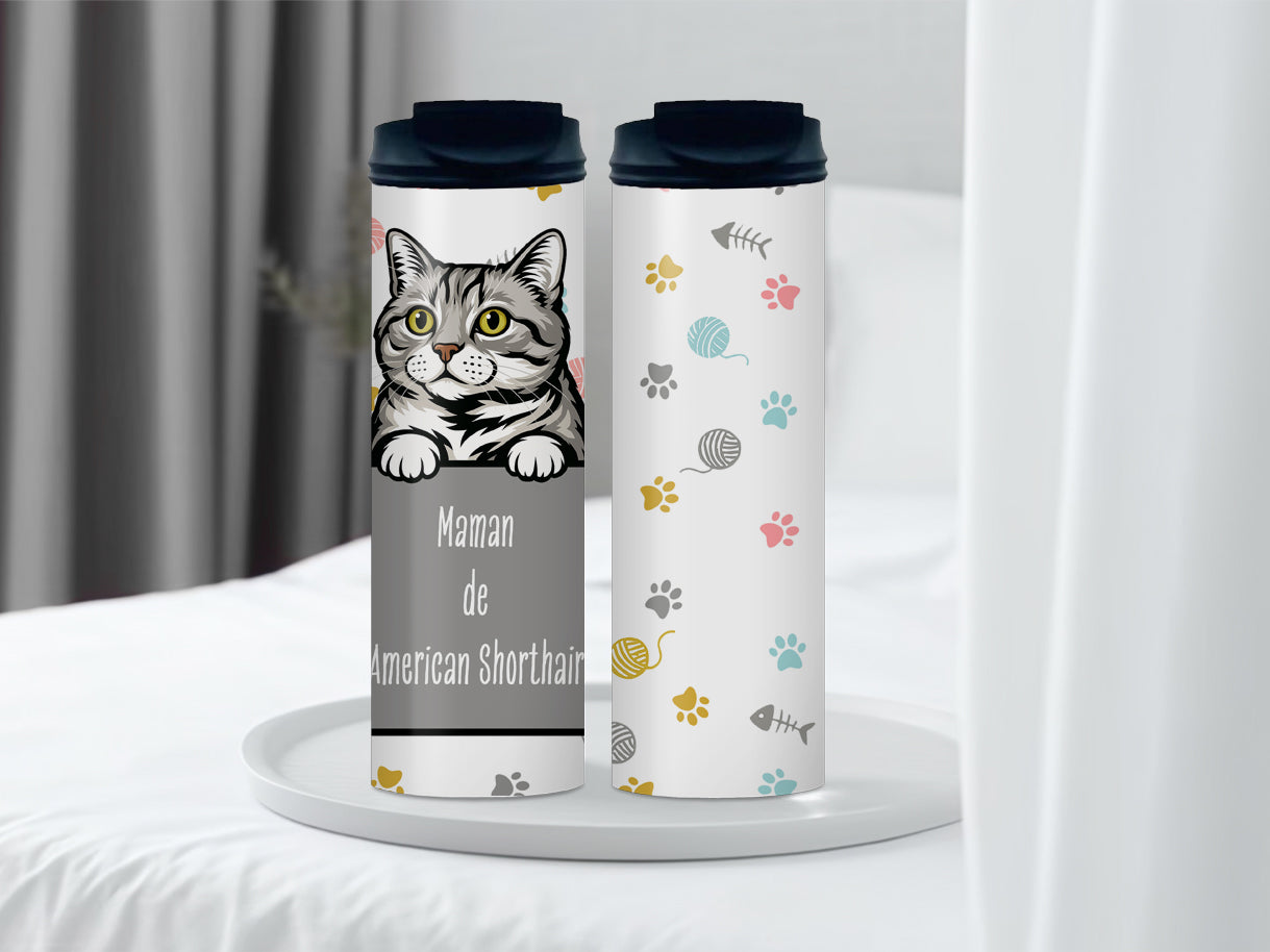 Gobelet en acier inoxydable - Maman de American Shorthair