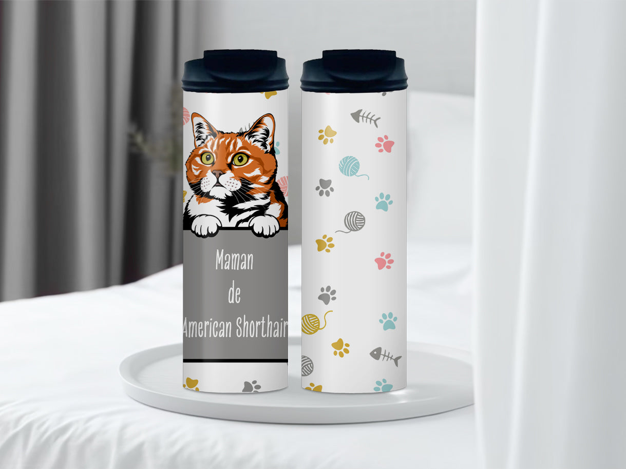 Gobelet en acier inoxydable - Maman de American Shorthair