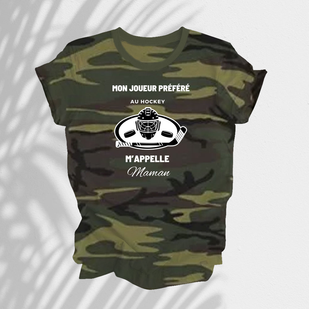 T-Shirt - Mon joueur(se) préféré(e) au hockey m’appelle - À personnaliser