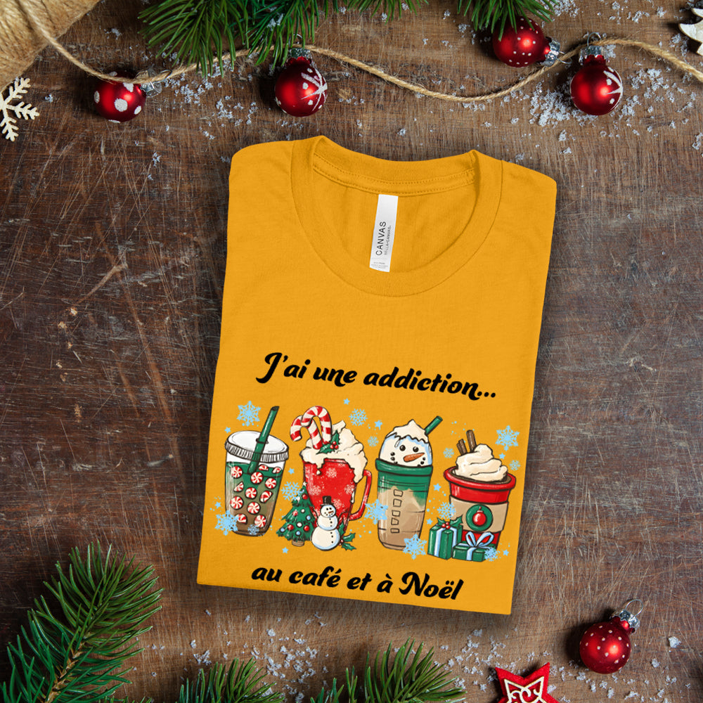 T-Shirt - J'ai une addiction au café et à Noël