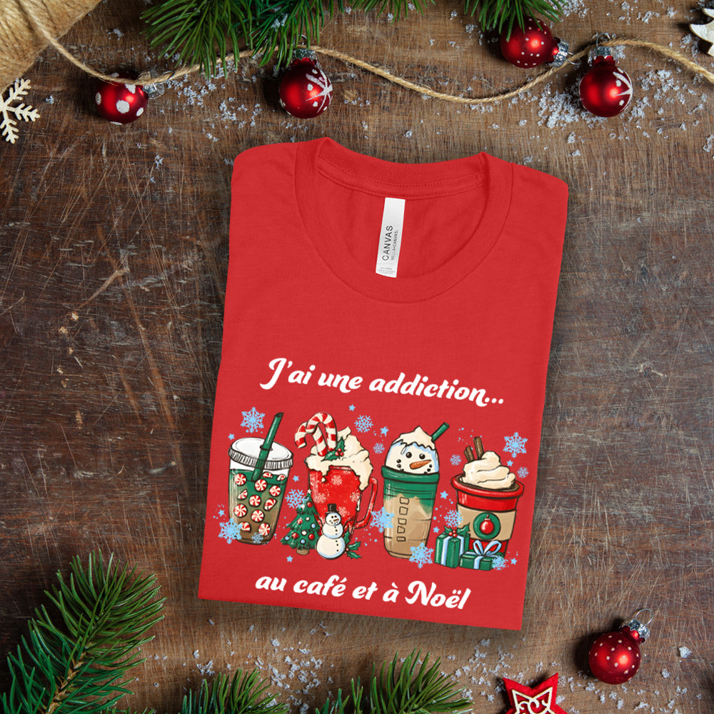 T-Shirt - J'ai une addiction au café et à Noël