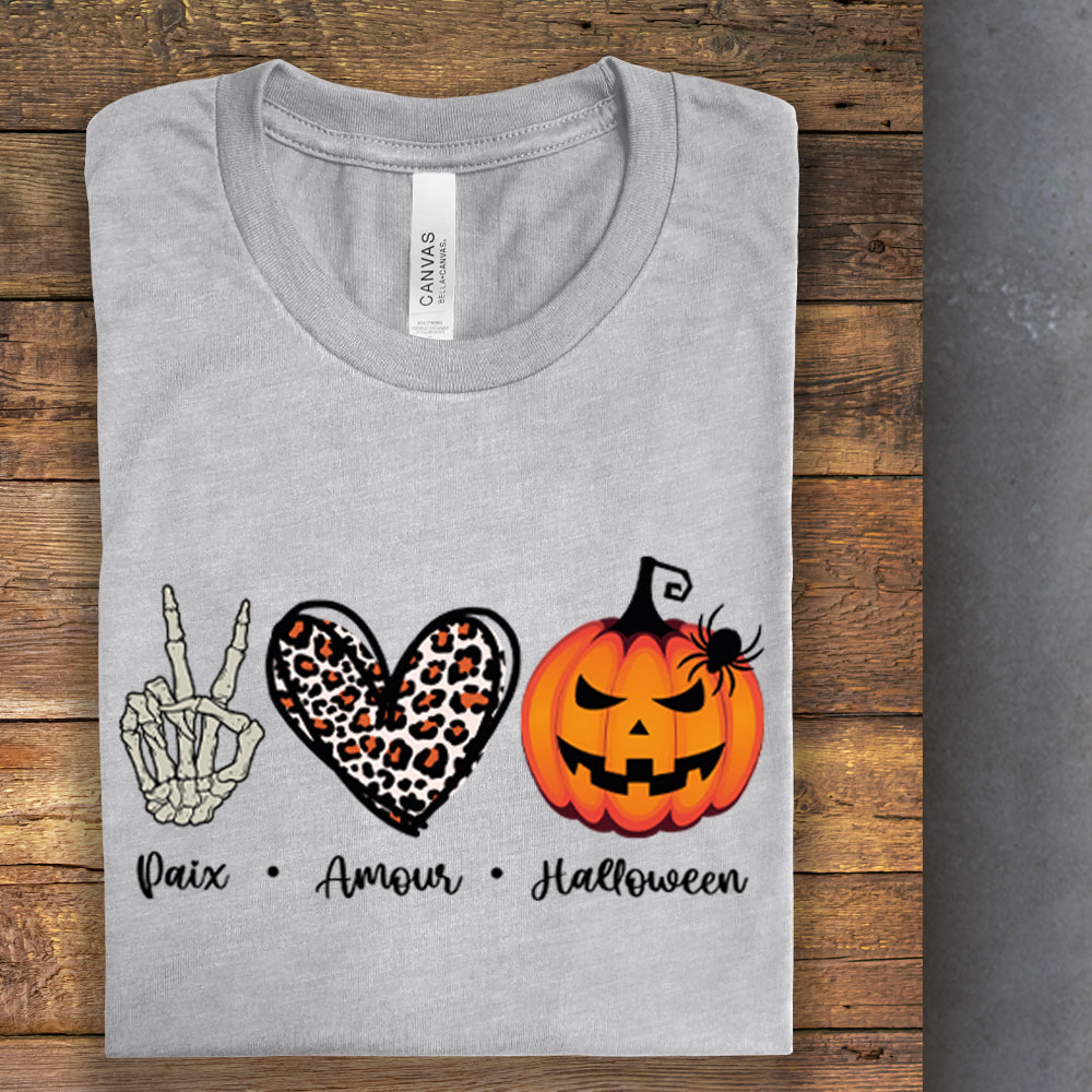 T-Shirt - Paix, Amour, Halloween