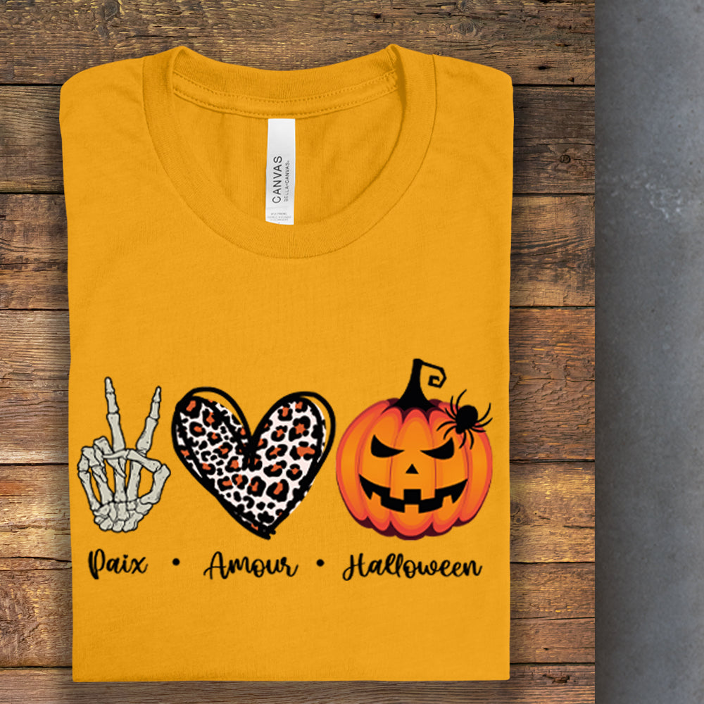 T-Shirt - Paix, Amour, Halloween