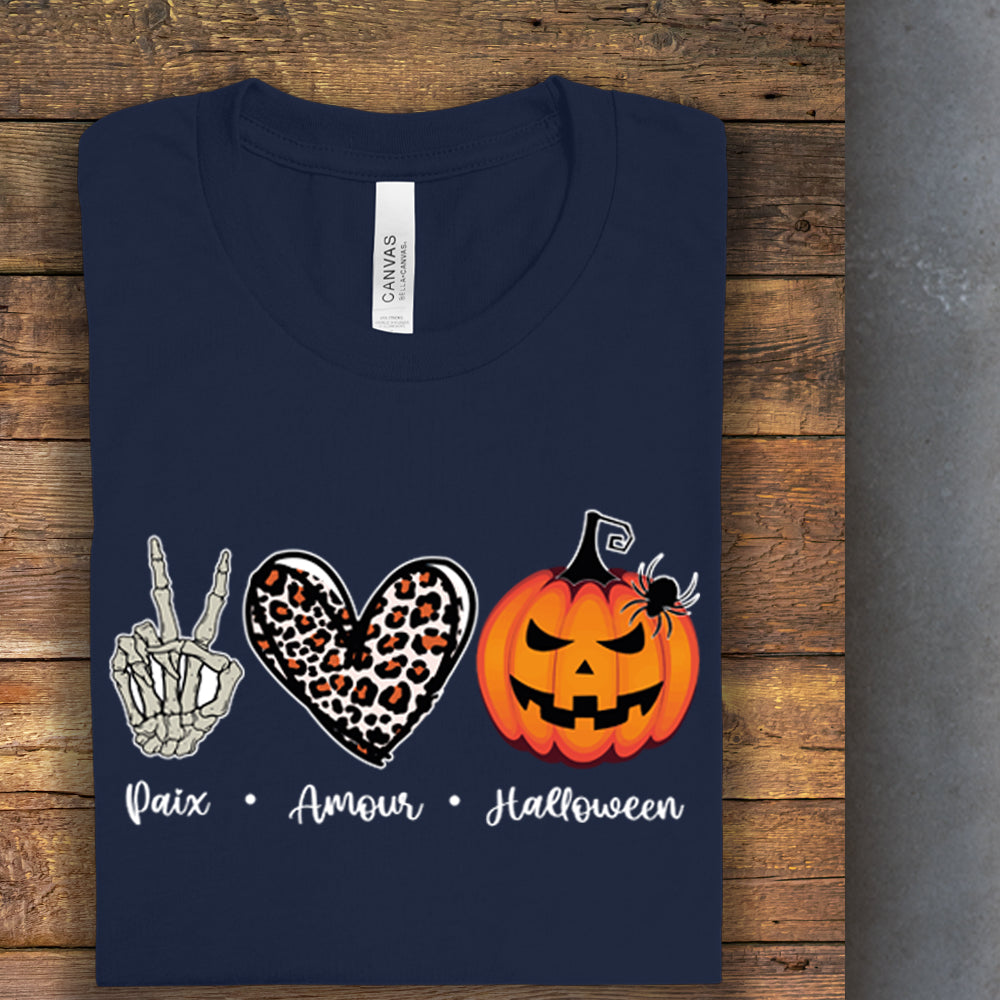 T-Shirt - Paix, Amour, Halloween