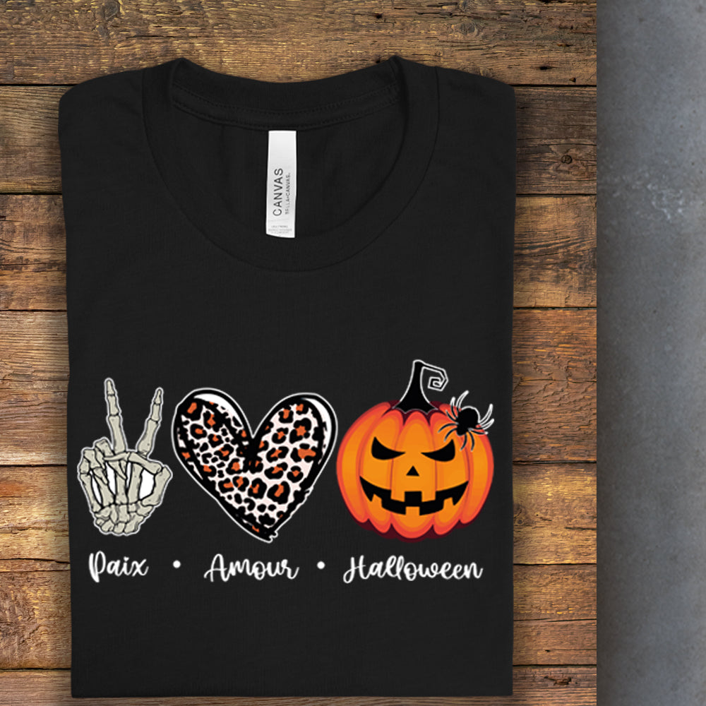 T-Shirt - Paix, Amour, Halloween