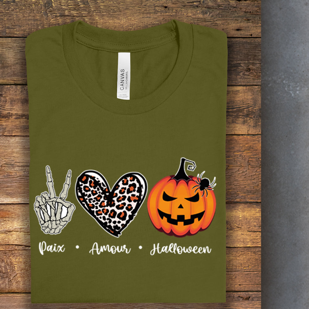 T-Shirt - Paix, Amour, Halloween