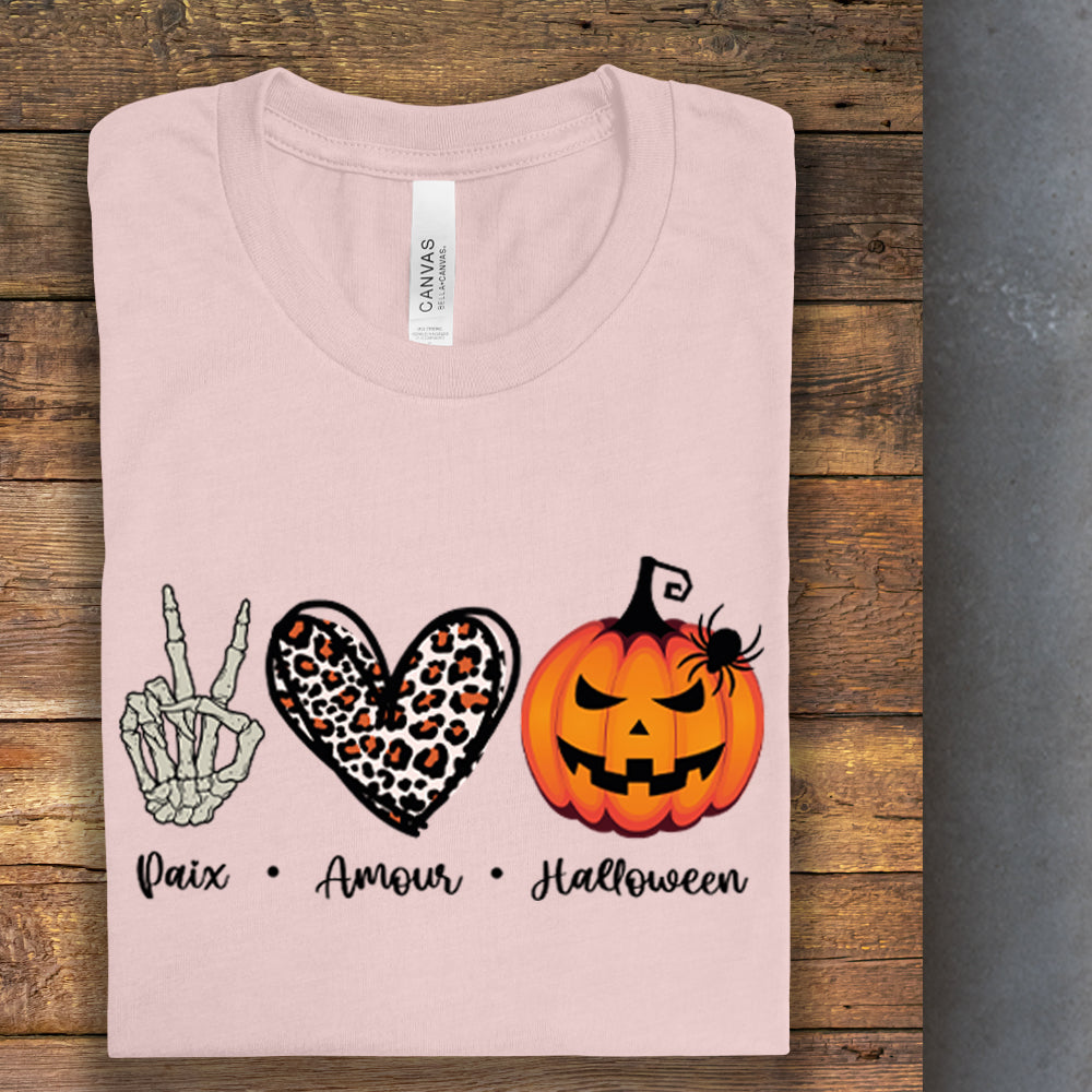 T-Shirt - Paix, Amour, Halloween