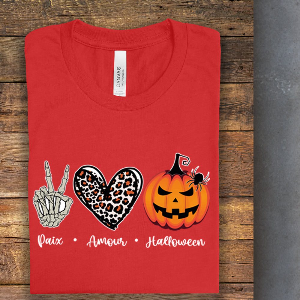 T-Shirt - Paix, Amour, Halloween