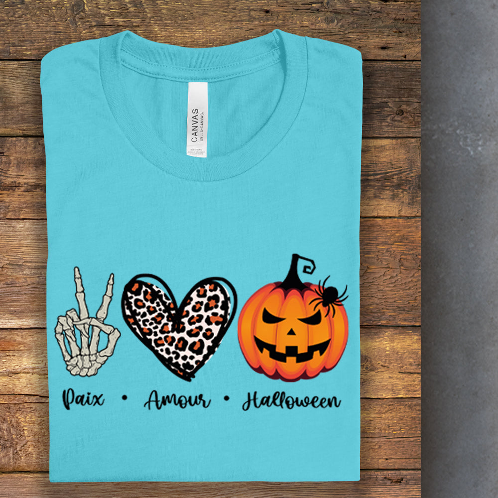 T-Shirt - Paix, Amour, Halloween