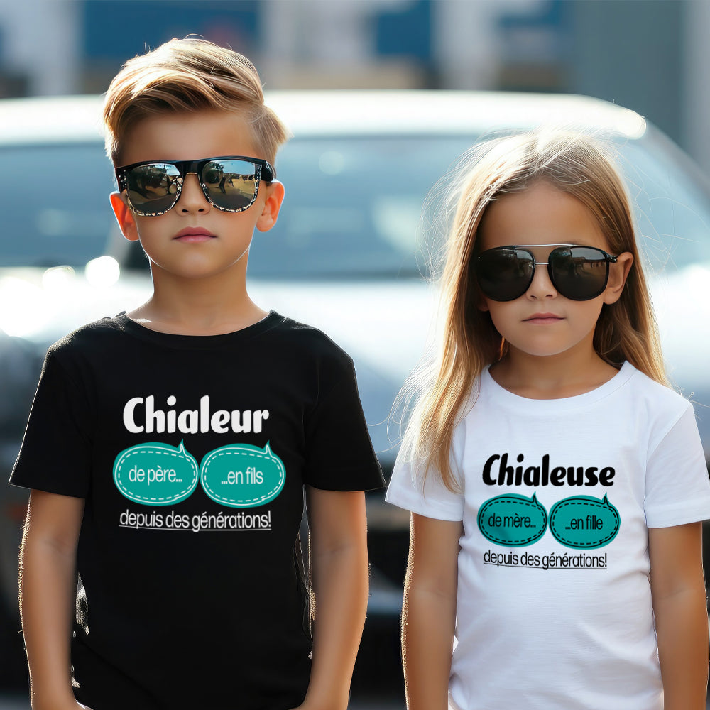T-shirt enfant - Chialeur de père en fils ou chialeuse de mère en fille
