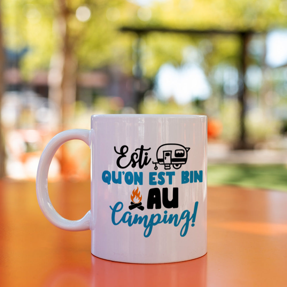 Tasse à café - Esti qu'on est bin au camping