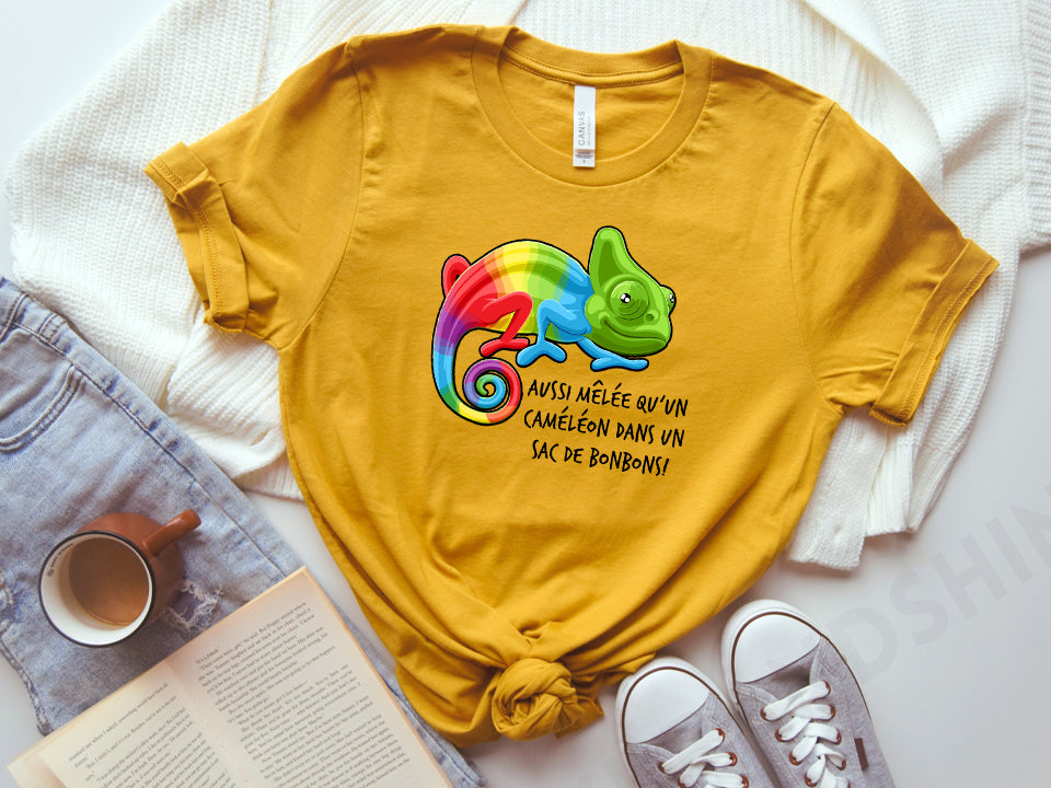 T-shirt - Aussi mêlée qu'un caméléon dans un sac de bonbons