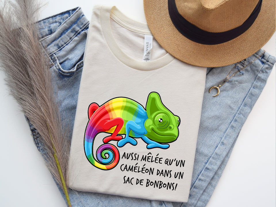 T-shirt - Aussi mêlée qu'un caméléon dans un sac de bonbons