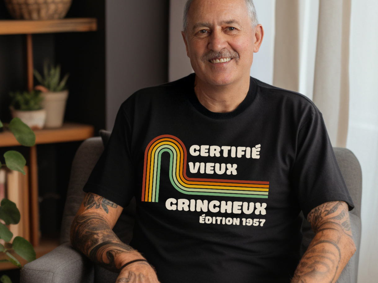 T-shirt - Certifié vieux grincheux / Certifié vieux chialeux - À personnaliser