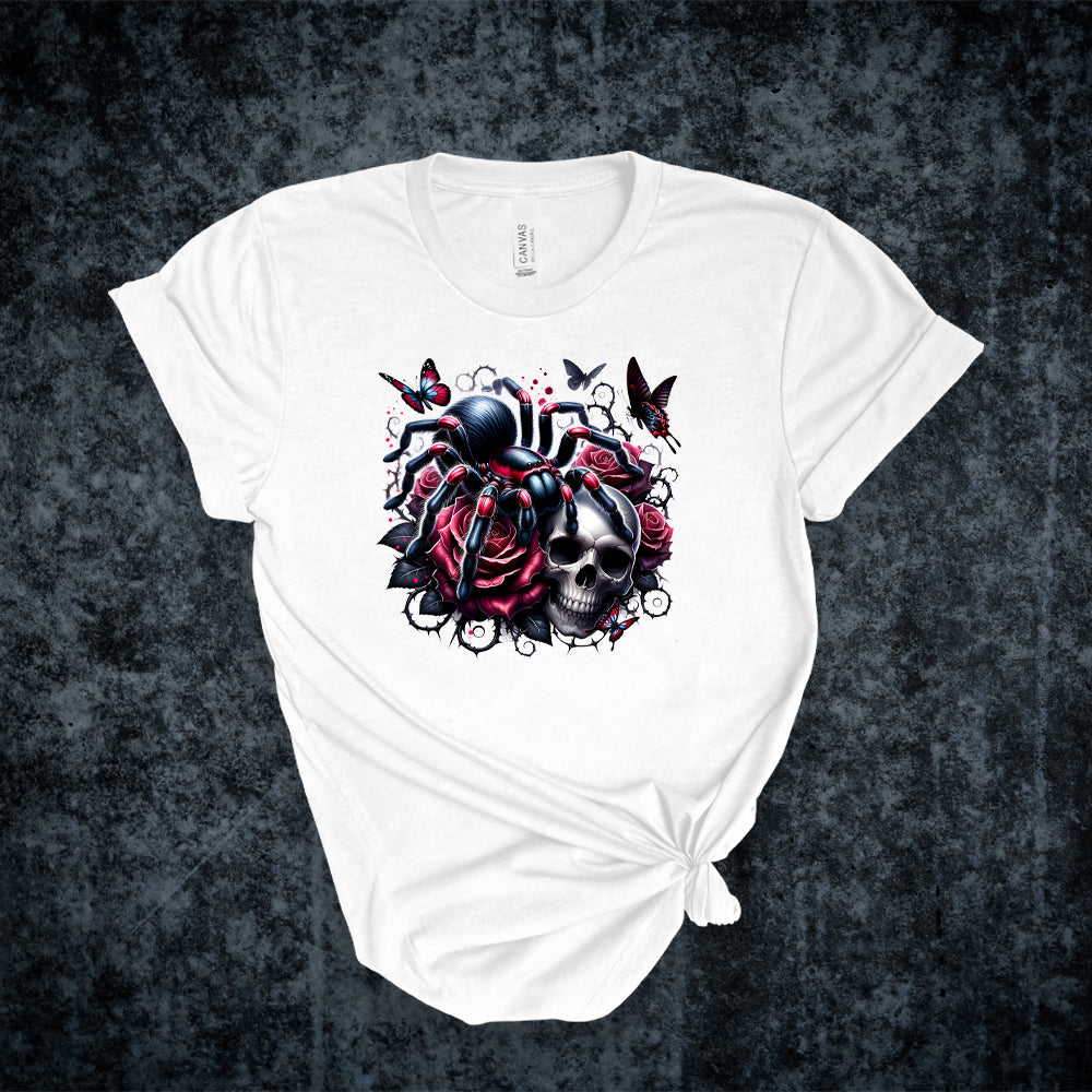 T-shirt - Collection gothique - L'araignée aux roses