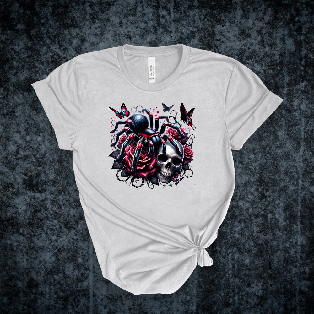 T-shirt - Collection gothique - L'araignée aux roses