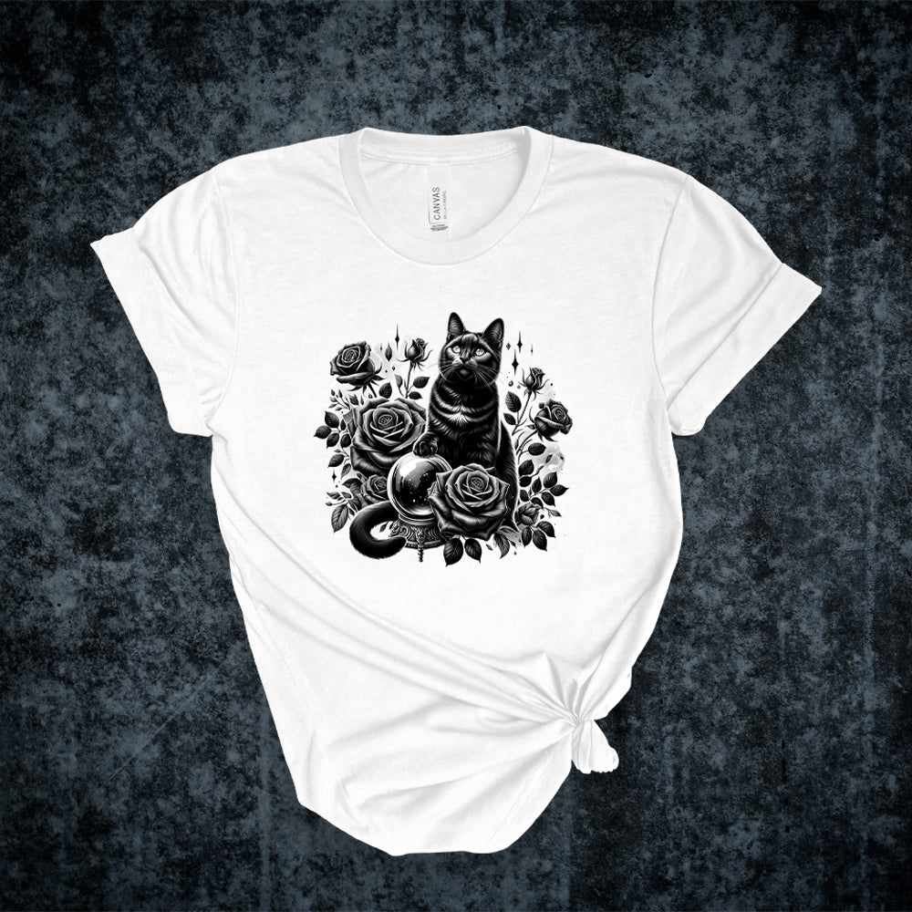 T-shirt - Collection gothique - Le chat aux roses