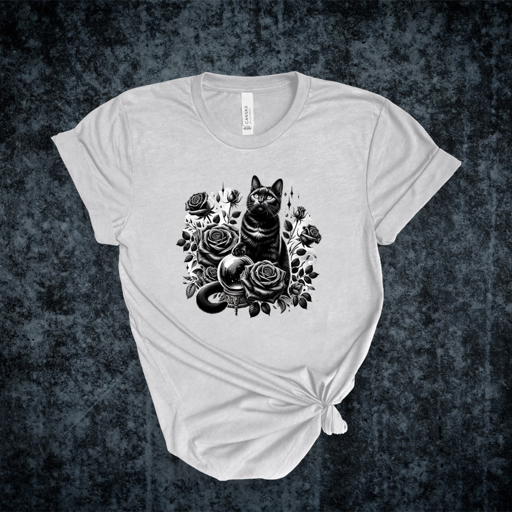 T-shirt - Collection gothique - Le chat aux roses