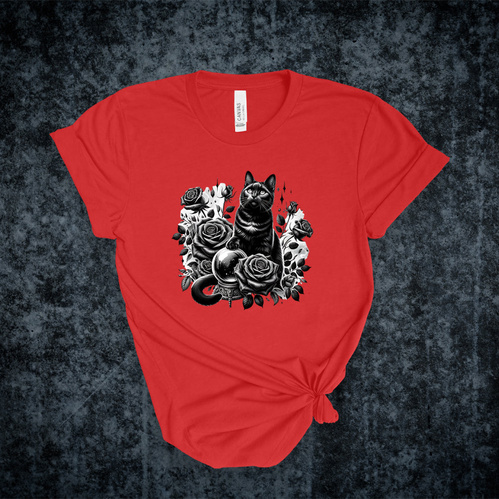 T-shirt - Collection gothique - Le chat aux roses