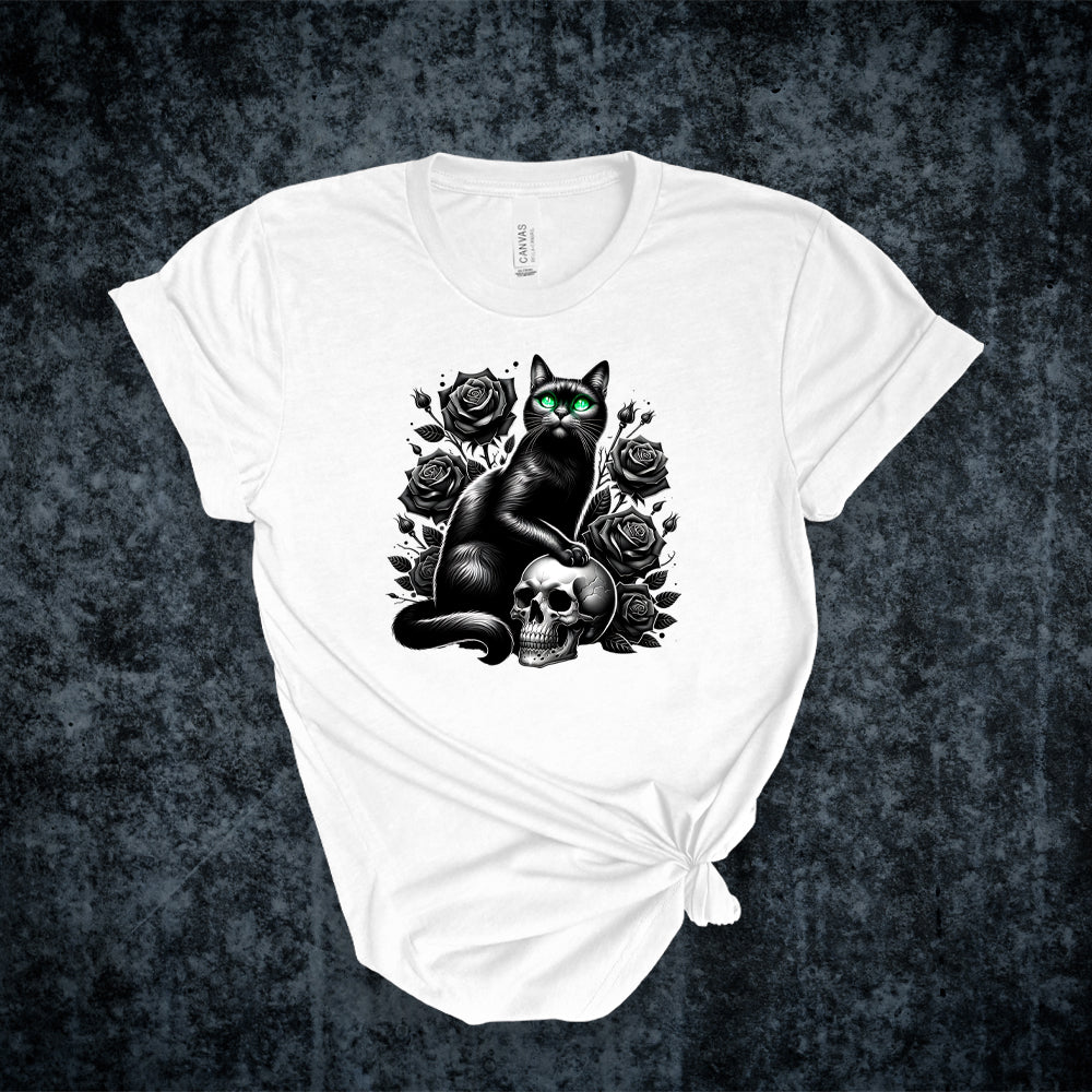 T-shirt - Collection gothique - Le chat aux yeux verts