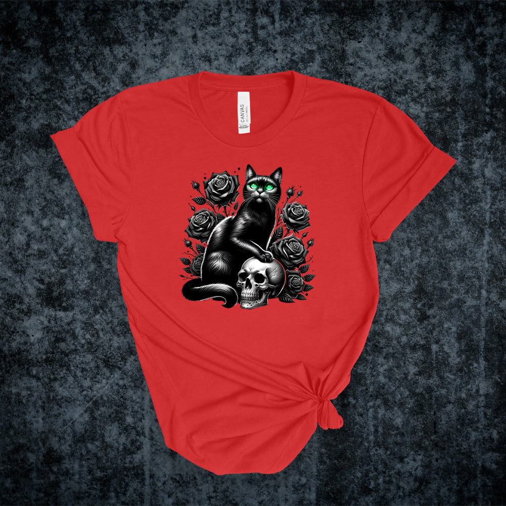 T-shirt - Collection gothique - Le chat aux yeux verts