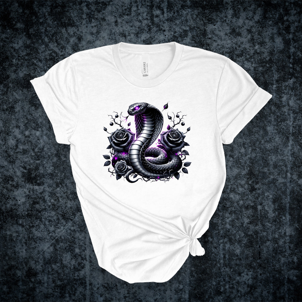 T-shirt - Collection gothique - Le cobra aux roses