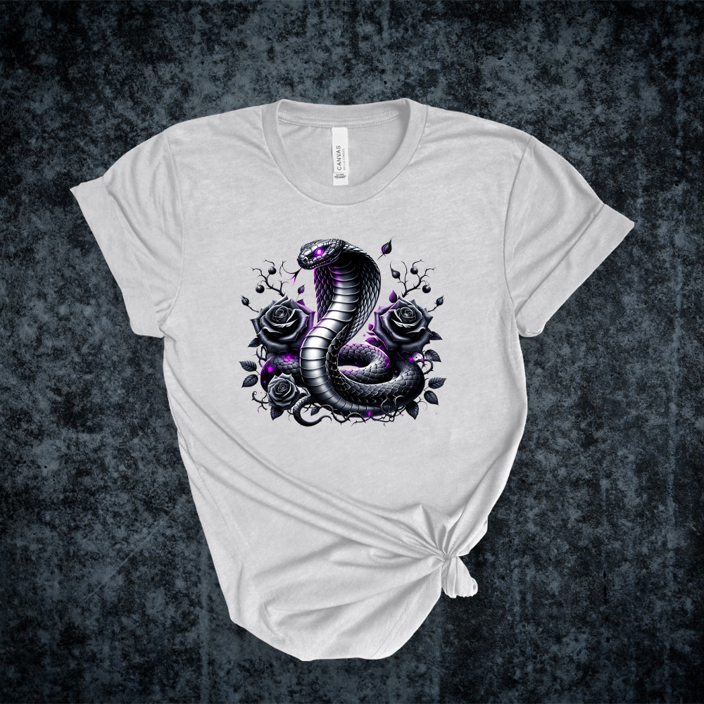 T-shirt - Collection gothique - Le cobra aux roses