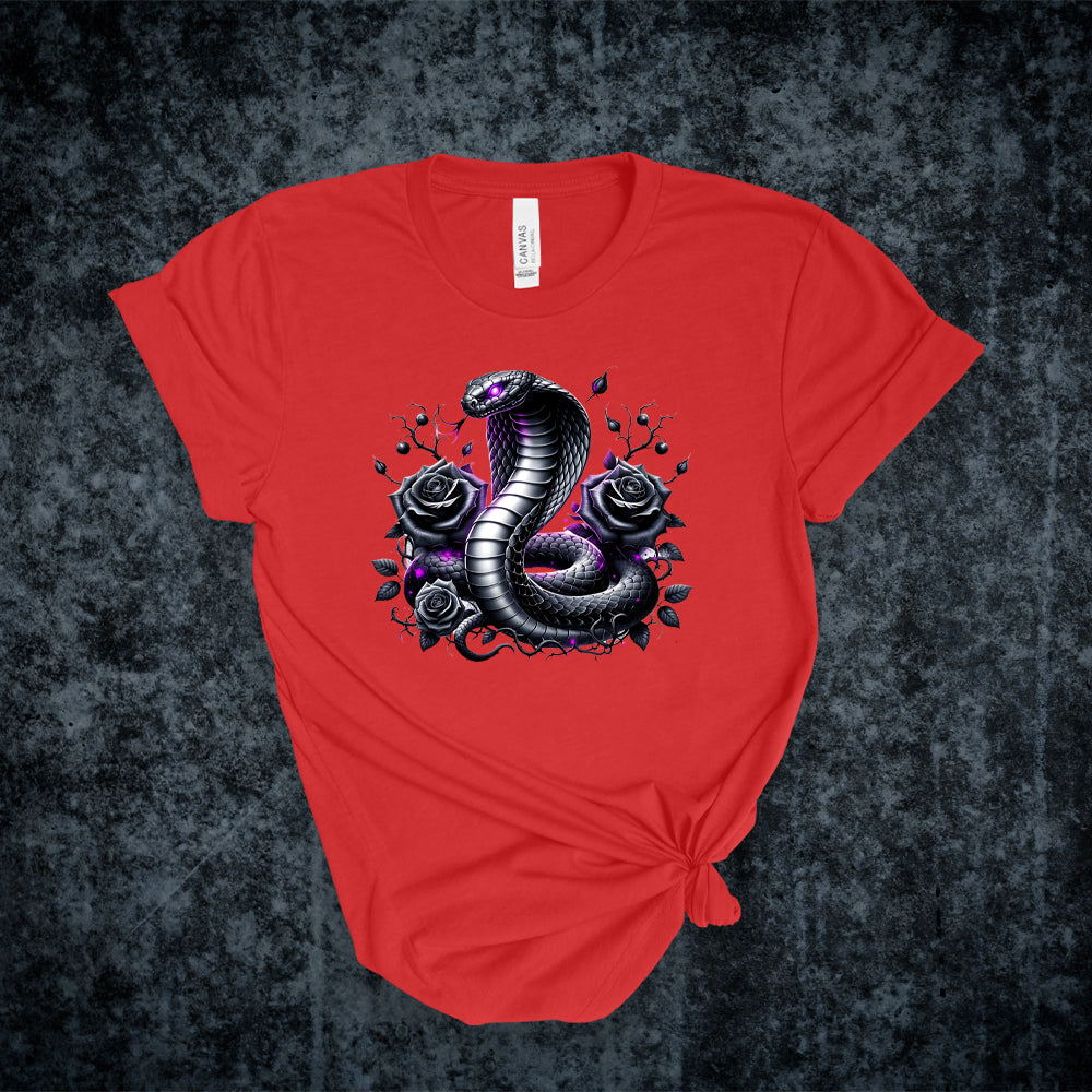 T-shirt - Collection gothique - Le cobra aux roses